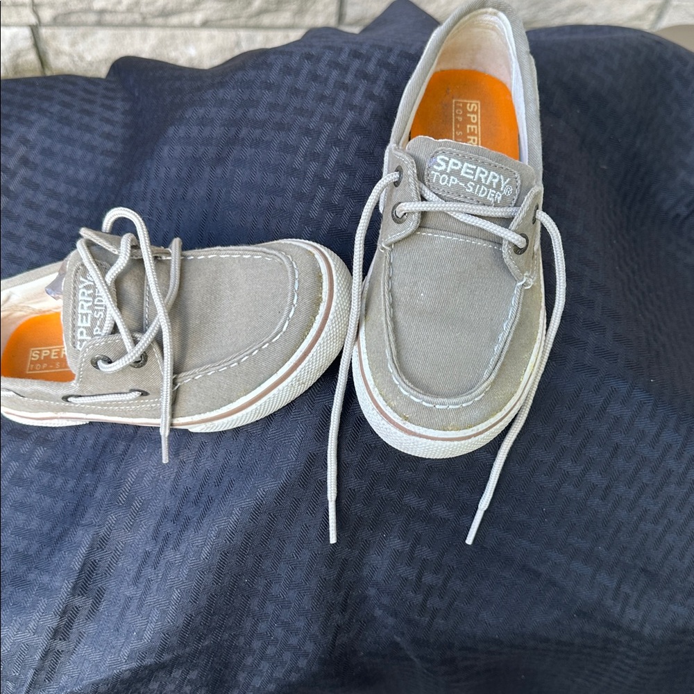 Sperry Light Gray Canvas Boat Shoes